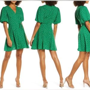 French Connection Adelise Puff Sleeve Fit and Flare Dress- size 4